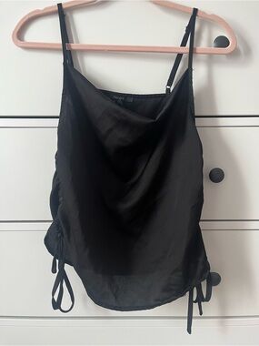 Forever 21 Black Satin Cowl Neck Camisole with Side Ties
